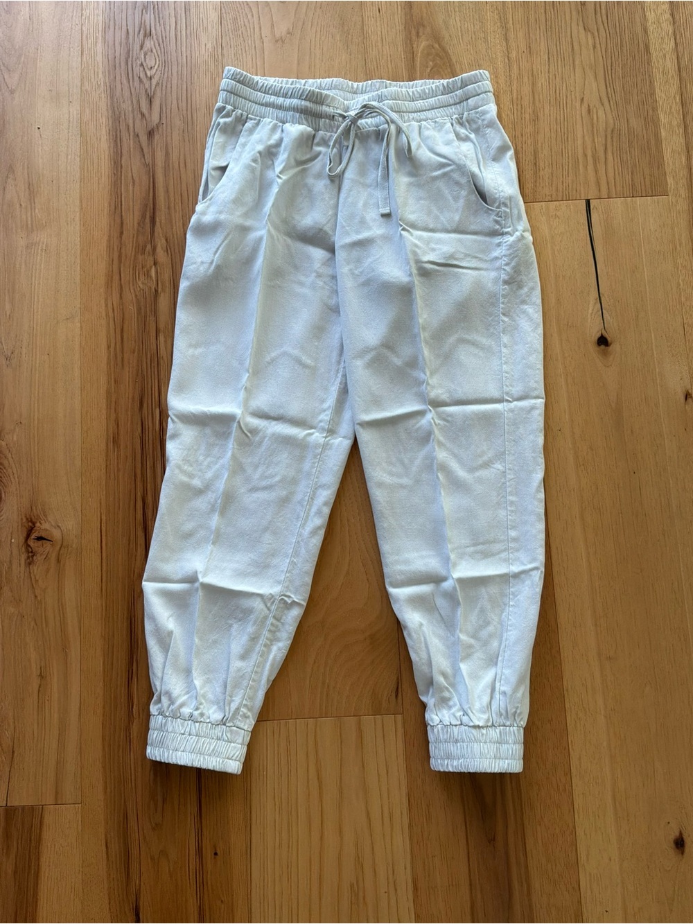 Bella Dahl Light Gray Drawstring Jogger Pants, Size XS